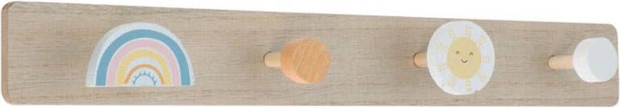 Spesely Kinderkapstok regenboog zon Babykamer Kinderkamer 4 Houten haken Kapstok hangend Hout Wandkapstok 40x5cm - Foto 2