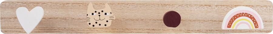 Spesely Kinderkapstok regenboog kat Babykamer Kinderkamer 4 Houten haken Kapstok hangend Hout Wandkapstok 40x5cm