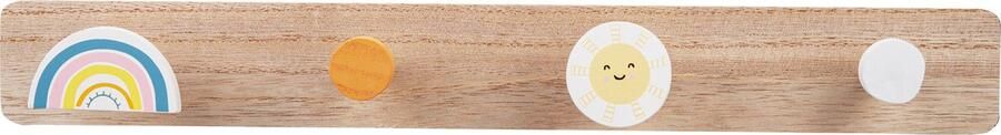Spesely Kinderkapstok regenboog zon Babykamer Kinderkamer 4 Houten haken Kapstok hangend Hout Wandkapstok 40x5cm