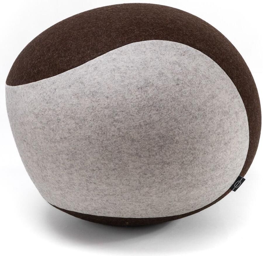 Spherodesign SPHERO Officeball Zitbal Ovaal Small 46 cm Vilt Bruin Beige Met handpomp