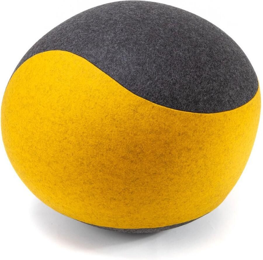 Spherodesign SPHERO Officeball Zitbal Ovaal Medium 54 cm Vilt Antraciet Geel Met handpomp