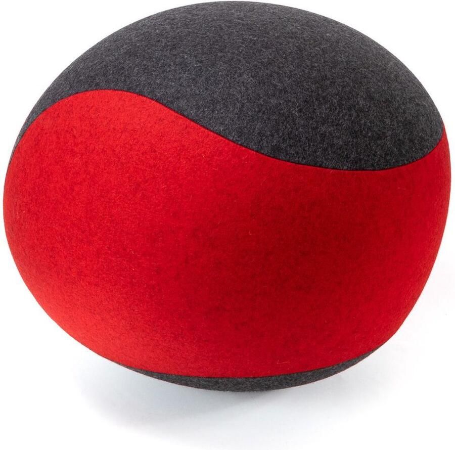 Spherodesign SPHERO Officeball Zitbal Ovaal Medium 54 cm Vilt Antraciet Rood Met handpomp