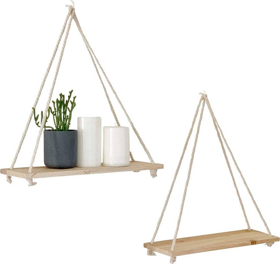 Spicy Mango Wandplank Hout Fotolijstplank Hangplank Boekenplank Decoratie Woonaccessoire Bohemian Touw Nordic Cadeau Foto Accessoires Modern Design Eyecatcher Planten Bloemen Kamer Woonkamer Slaapkamer Kantoor Keuken - Foto 2