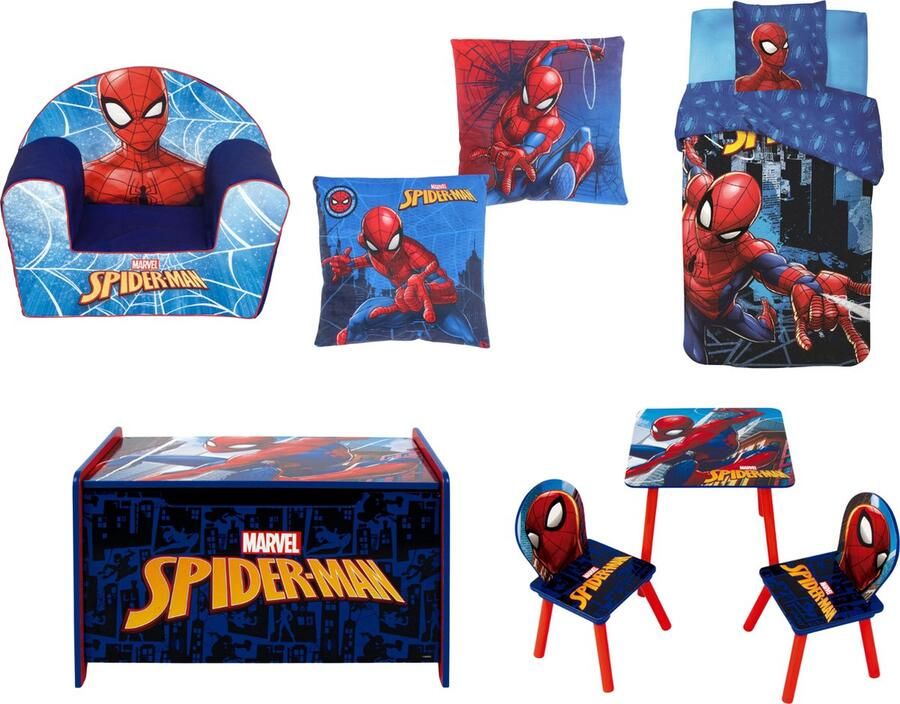 Spiderman™ Spiderman Slaapkamer Set Dekbedovertrek Kussen Stoelen Opbergkist Tafel