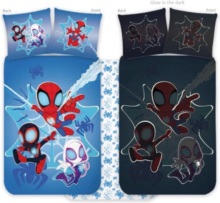 Spidey Glow in the Dark dekbedovertrek Spiderman Ledikant dekbedovertrek 100x135 cm 100% Katoen