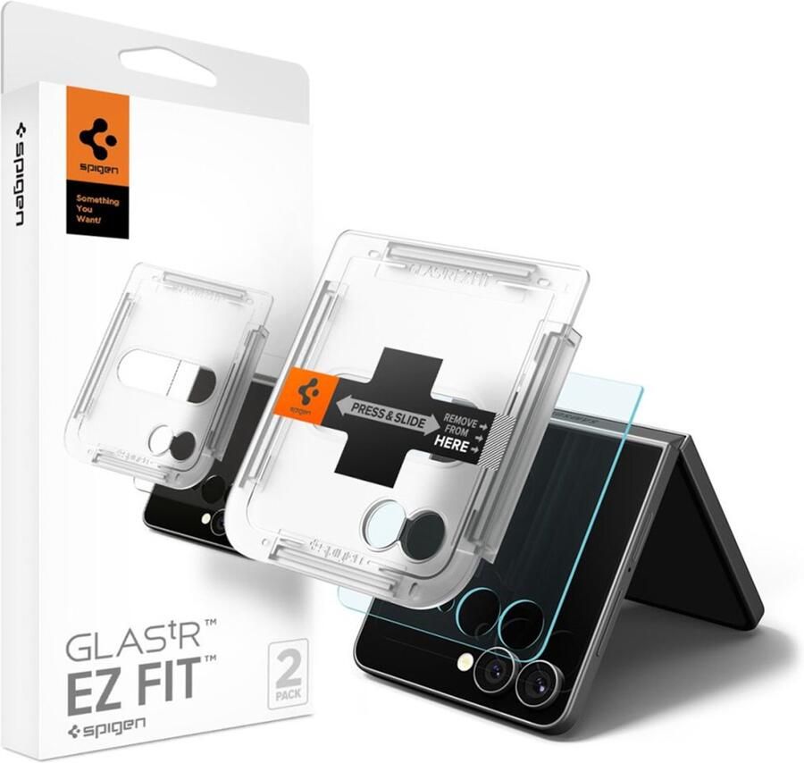 Spigen GLAStR EZ Fit Screenprotector 2 Pack + Applicator geschikt voor Samsung Galaxy Z Flip 7