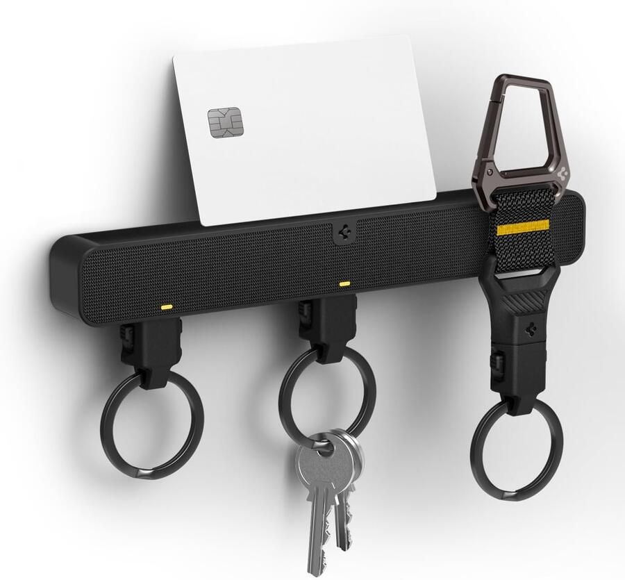 Spigen Life Sleutelhouder en Karabijnhaak met Magnetische Sleutelhanger Sleutelhouder zonder boren met Verwijderbare Sleutelorganizer Sleutelhouder Hub Wandplank Zwart