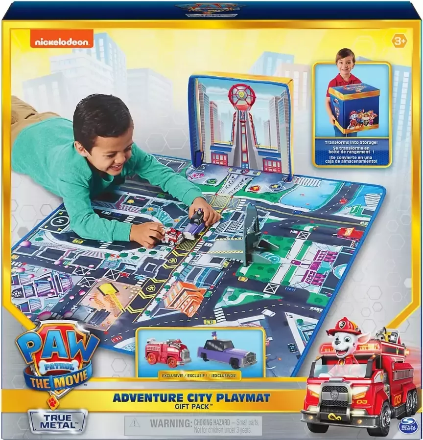 Spin Master Paw Patrol Adventure City Speelmat 2in1 Speelgoed Opbergdoos Speelkleed Inclusief 2 Paw Patrol Auto's