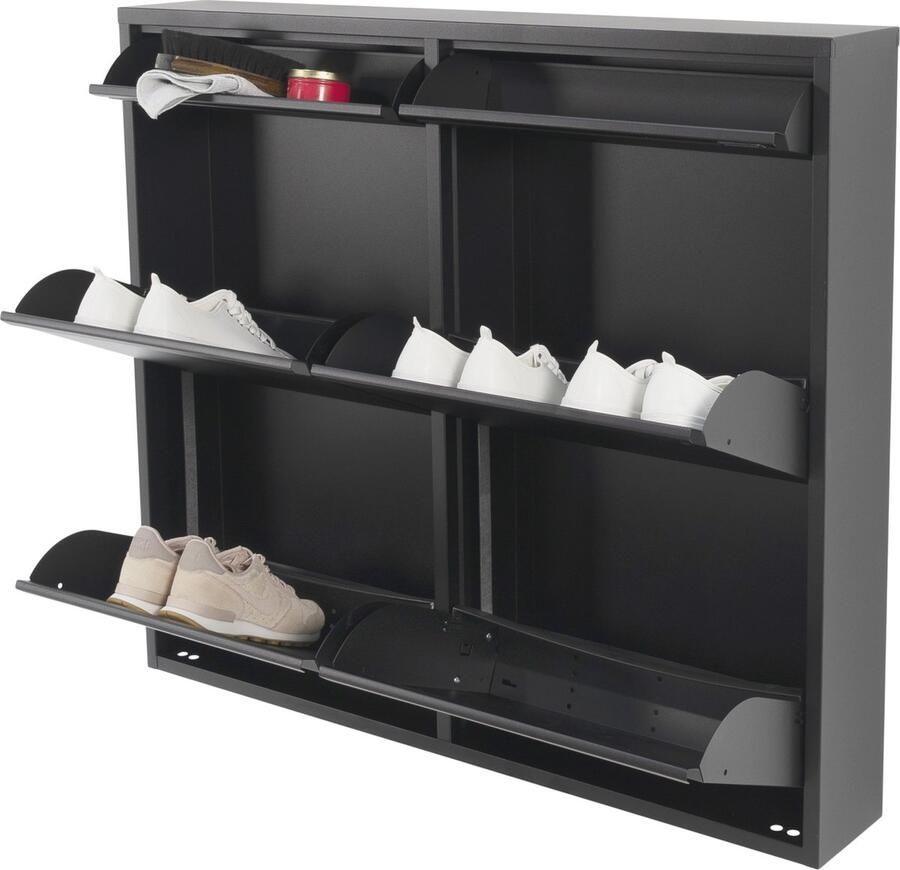 Spinder Design Billy 6 Schoenenkast met 6 vakken 98x15x86 cm Zwart - Foto 3