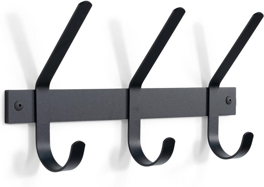 Spinder Design Dexter Wandkapstok met 3 haken 40x8 2x21 cm Zwart