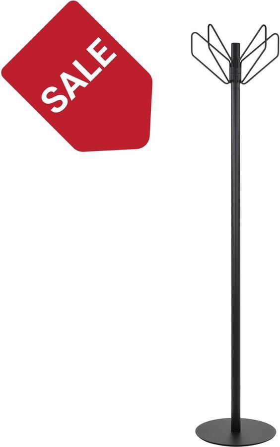 Spinder Design Fly Kapstok Vrijstaand met 5 haken 40x40x180 cm Zwart - Foto 2