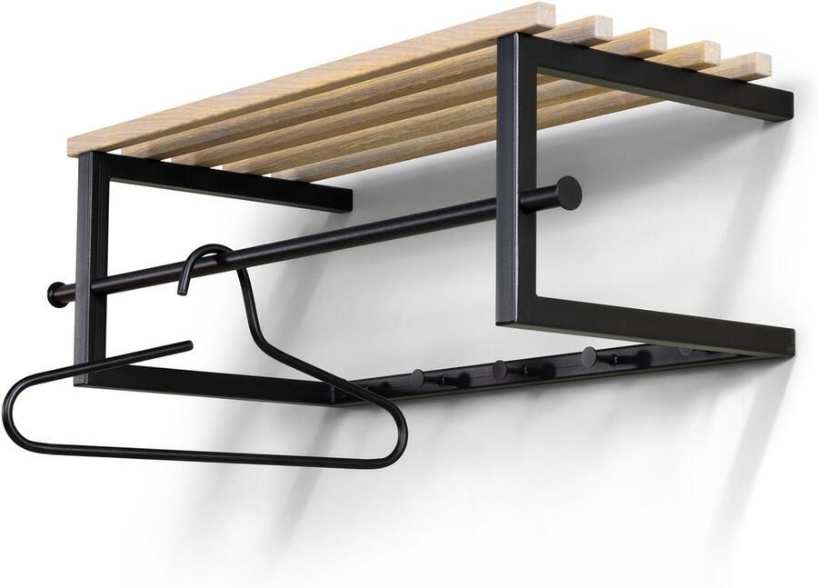 Spinder Design Marco Wandkapstok met 5 haken 76x34x26 cm Zwart Eiken - Foto 2