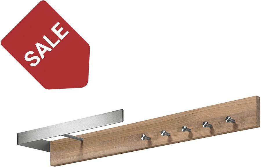 Spinder Design Noa 1 Wandkapstok met 5 haken 87x16x9 cm RVS Licht Eiken - Foto 2