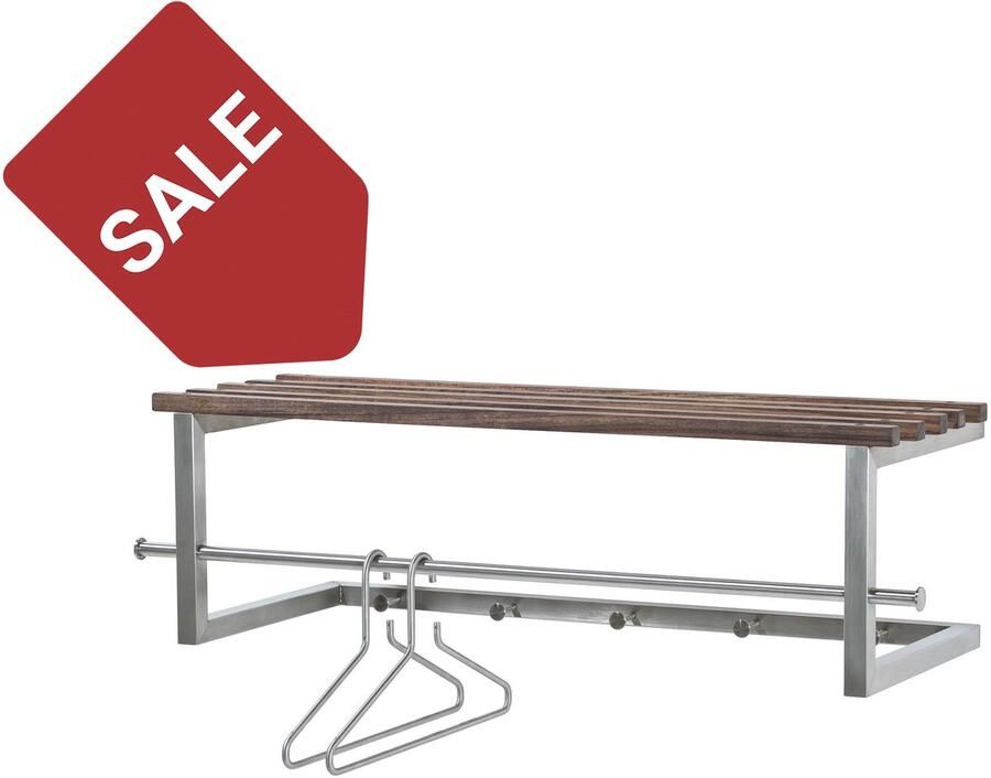 Spinder Design Rezzo Wandkapstok met 5 haken 90x34x27 cm RVS Notenhout - Foto 2