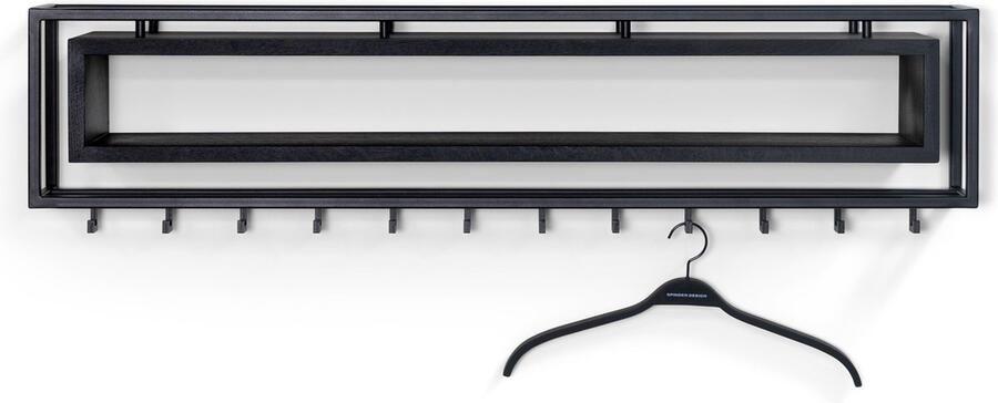 Spinder Design kapstok School 120 Black Edition Zwart 12 haken Staal