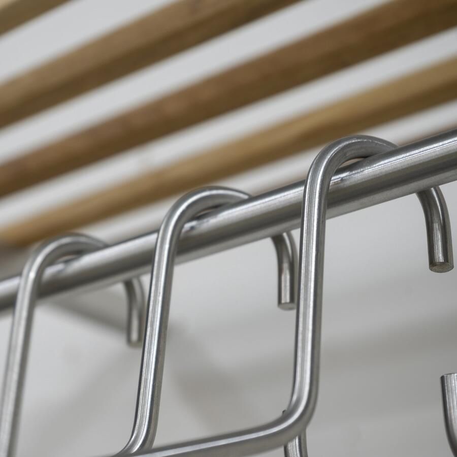 Spinder Design Rezzo Wandkapstok met 5 haken 90x34x27 cm RVS Notenhout