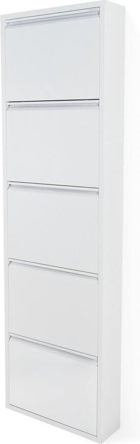 Spinder Design Schoenenkast Billy 5 Wit Metaal 50 x 169 x 15 cm Hoogwaardige afwerking - Foto 2