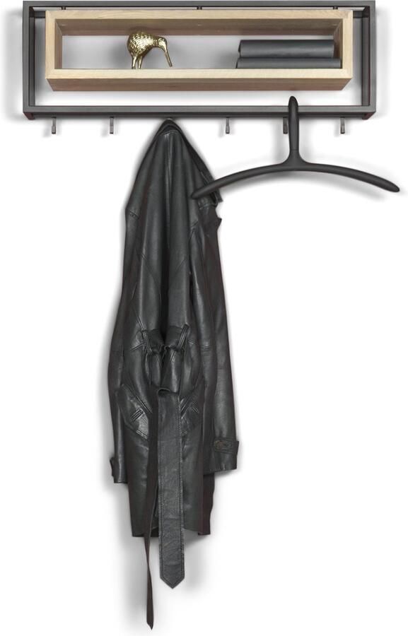 Spinder Design School 80 Wandkapstok met 6 haken 78x19x29 5 cm Zwart Eiken - Foto 2