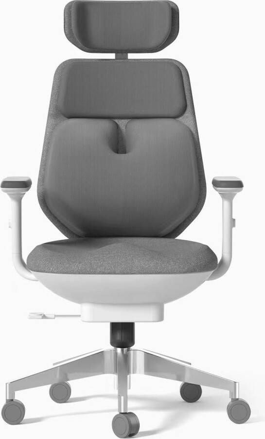Coolgods Ergonomische bureau stoel dubbele airbag lende steun lende verwarming grijs met wit