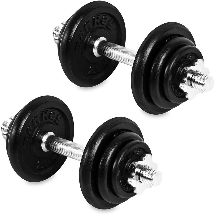 Spokey EGIR Halterset Roestvrij staal Totaalgewicht 21 kg Antislipstructuur Inclusief 12 gewichtsschijven