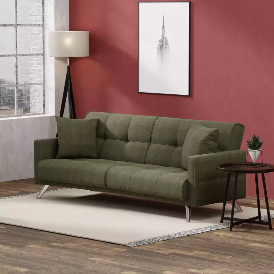 Eurobeds Sofa slaapbank 200x80x77 cm Slaaplengte 180 cm Polyester Groen