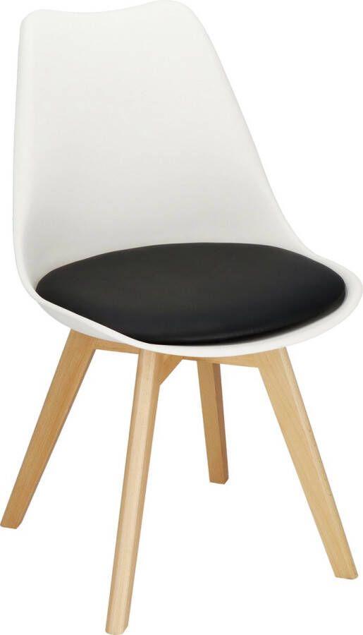 Springos Eetkamerstoel Gestoffeerd Wit Zwart 82 x 44 5 x 41 CM