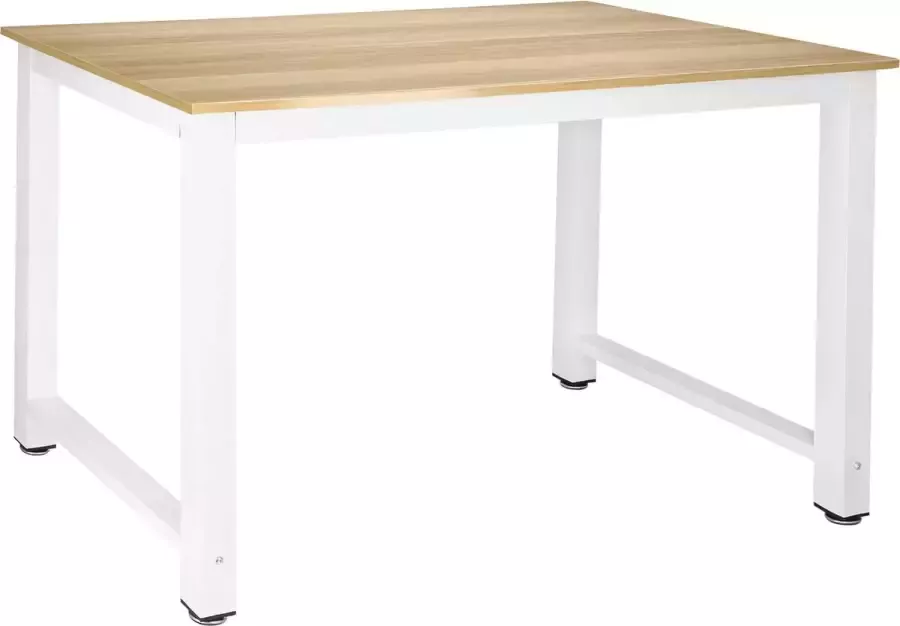 Springos Eettafel Tafel Keukentafel 110 x 60 cm Wit Naturel Hout