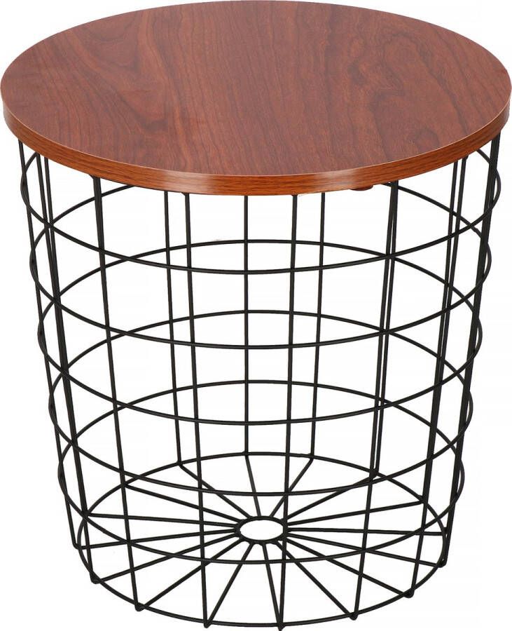 Springos Salontafel Rond Bijzettafel 1 Stuk 40 cm Zwart Hout