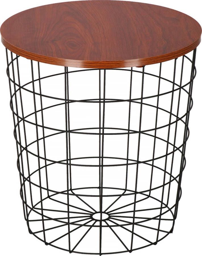 Springos Salontafel Rond Bijzettafel 1 Stuk 45 cm Zwart Donker Hout