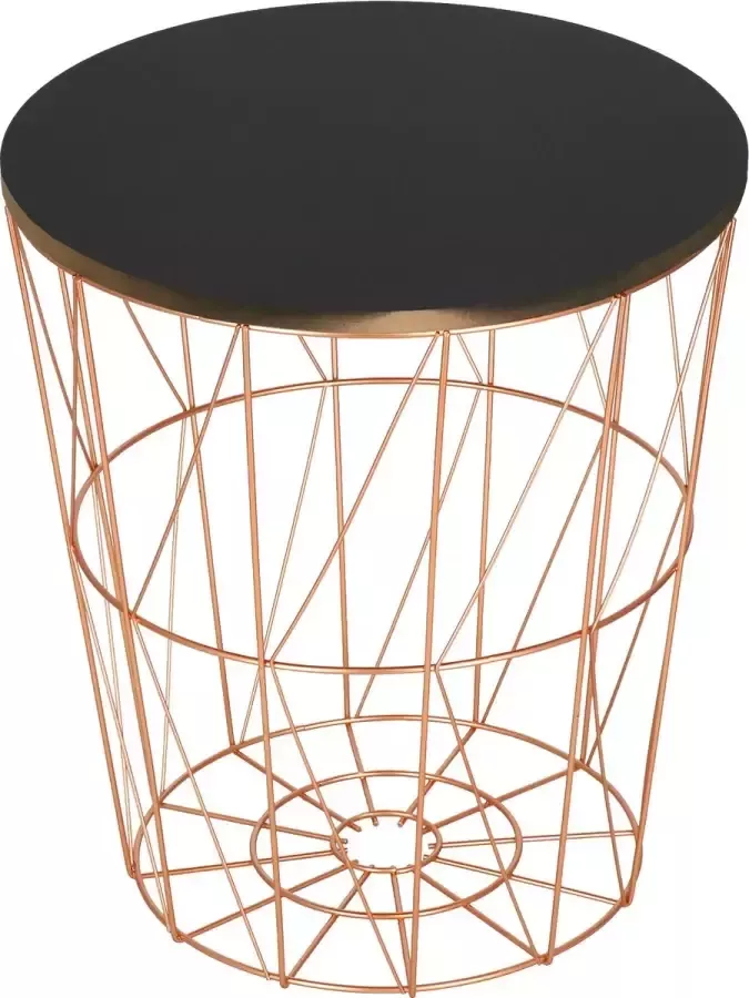 Springos Salontafel Rond Bijzettafel 1 Stuk 45 cm Zwart Koper