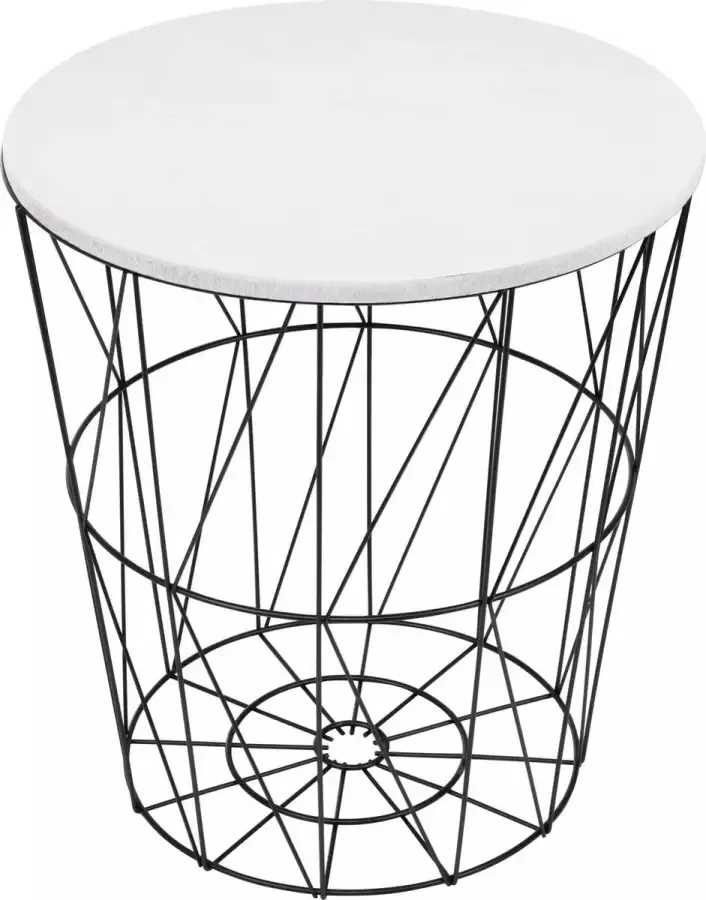 Springos Salontafel Rond Bijzettafel 1 Stuk 45 cm Zwart Wit