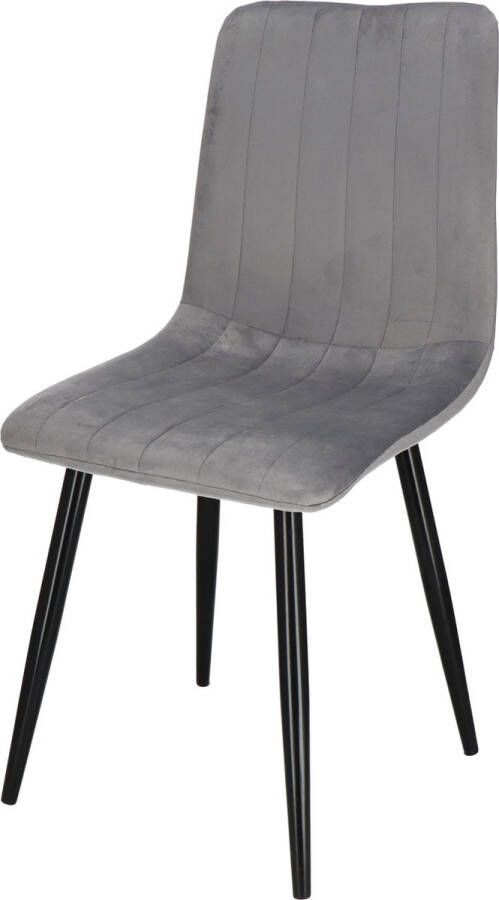 Springos Scandinavische Stoel Gestoffeerd Fluwelen Metaal Woonkamer Keuken Eetkamer Interieur Grijs Zwart - Foto 2