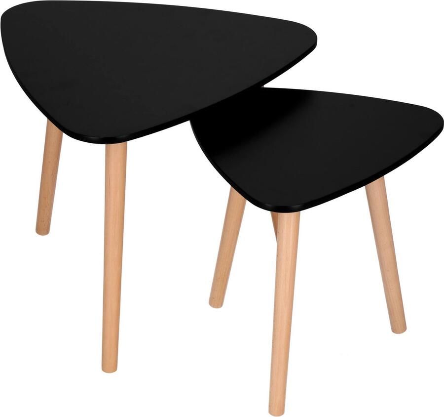 Springos Salontafel 2 Stuks Scandinavische Stijl Woonkamer Eetkamer Driehoekig Zwart