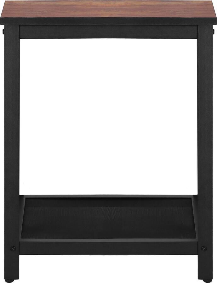 Springos Salontafel Bijzettafel Vierkant 45x45x55 cm Zwart Donkerbruin