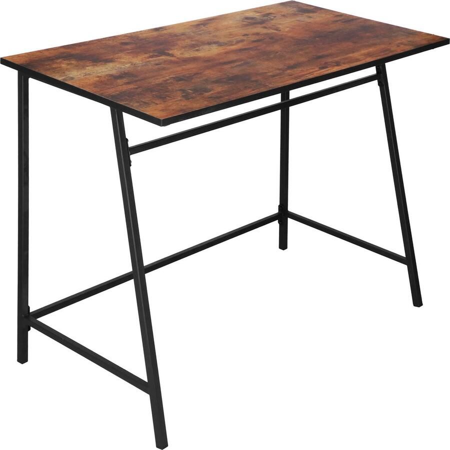 Springos Salontafel Rechthoekig 100x50x76 cm Zwart Donkerbruin - Foto 2