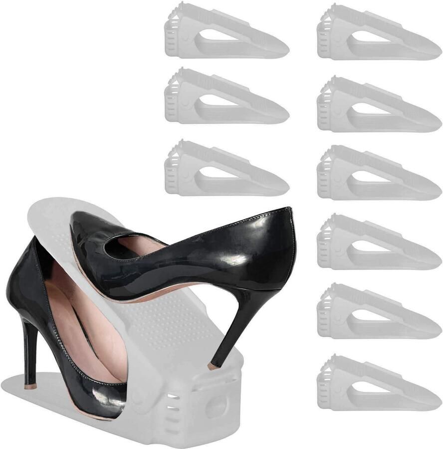 Springos Schoenenrek 1 Paar Schoenen Opbergsysteem Hoogwaardig Kunststof Grijs