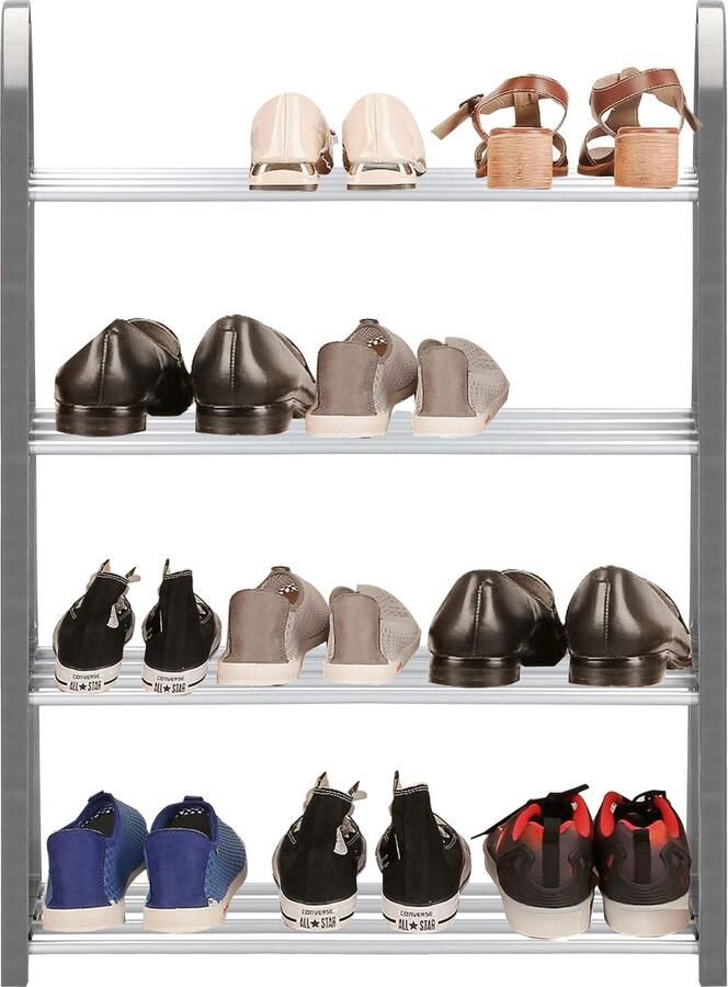 Springos Schoenenrek 4 Laags Metaal Schoenenkast Donker Grijs