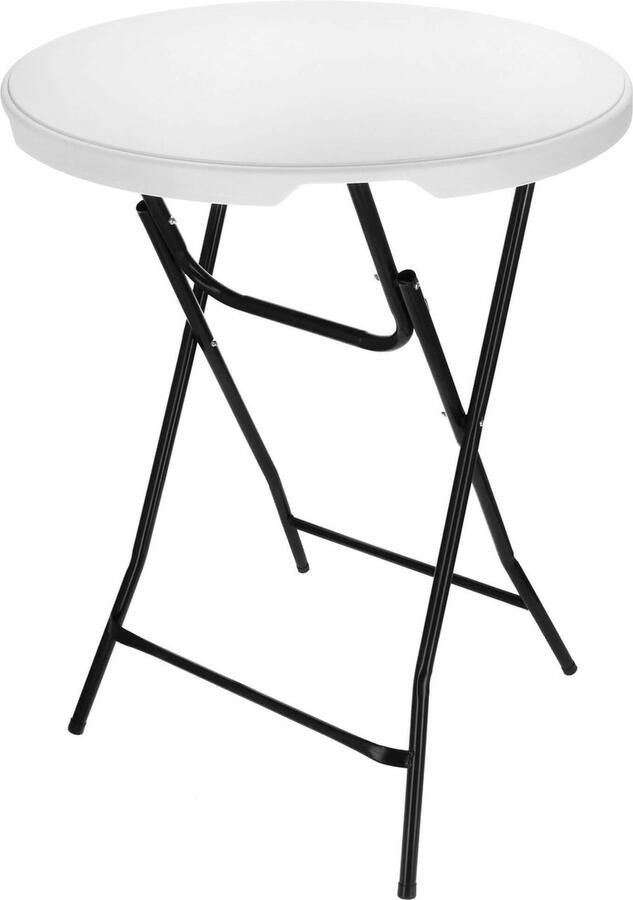 Springos Statafel Opklapbaar Horeca Kwaliteit Inklapbaar Met vergrendeling Extra Stevig Wit Zwart Ø 80x110cm