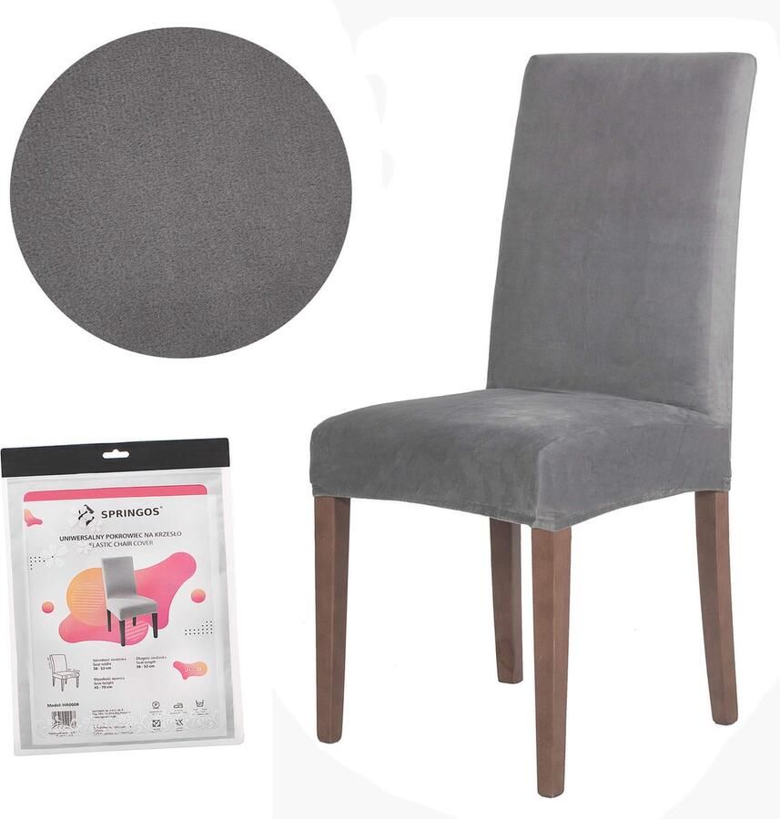 Springos Stoelhoes Voor Eetkamerstoelen Met Stretch Grijs