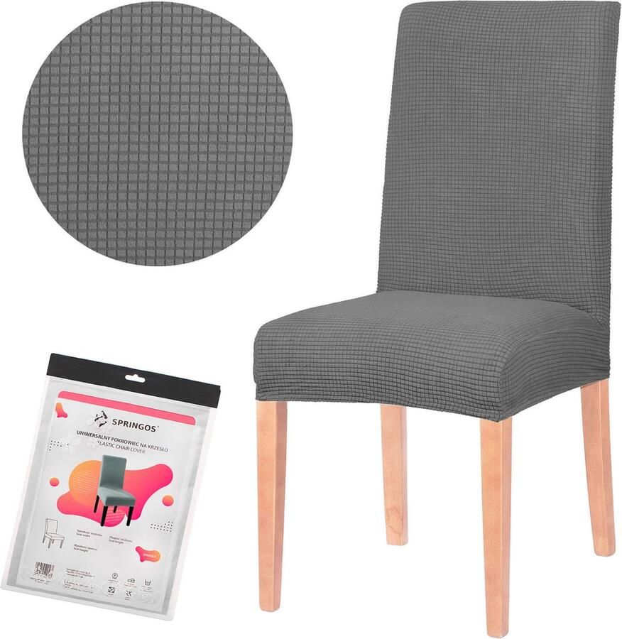 Springos Stoelhoes Voor Eetkamerstoelen Met Stretch Rooster Grafiet