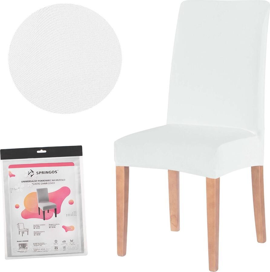Springos Stoelhoes Voor Eetkamerstoelen Met Stretch Wit