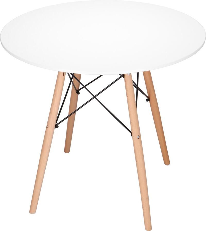 Springos Tafel Scandinavische Stijl Woonkamer Eetkamer Wit Bruin 80 cm