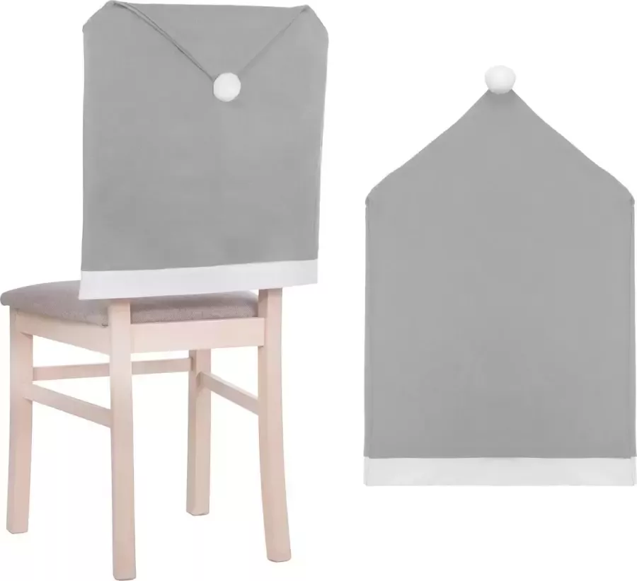 Springos Stoelhoes Kerst Stoelhoezen Kerst Kerstdecoratie Voor Binnen 1 Stuk Grijs Wit
