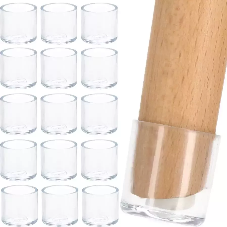 Springos Stoelpoot Beschermers Stoelpootdoppen Vloerbescherming 16 stuks 16 mm Transparant