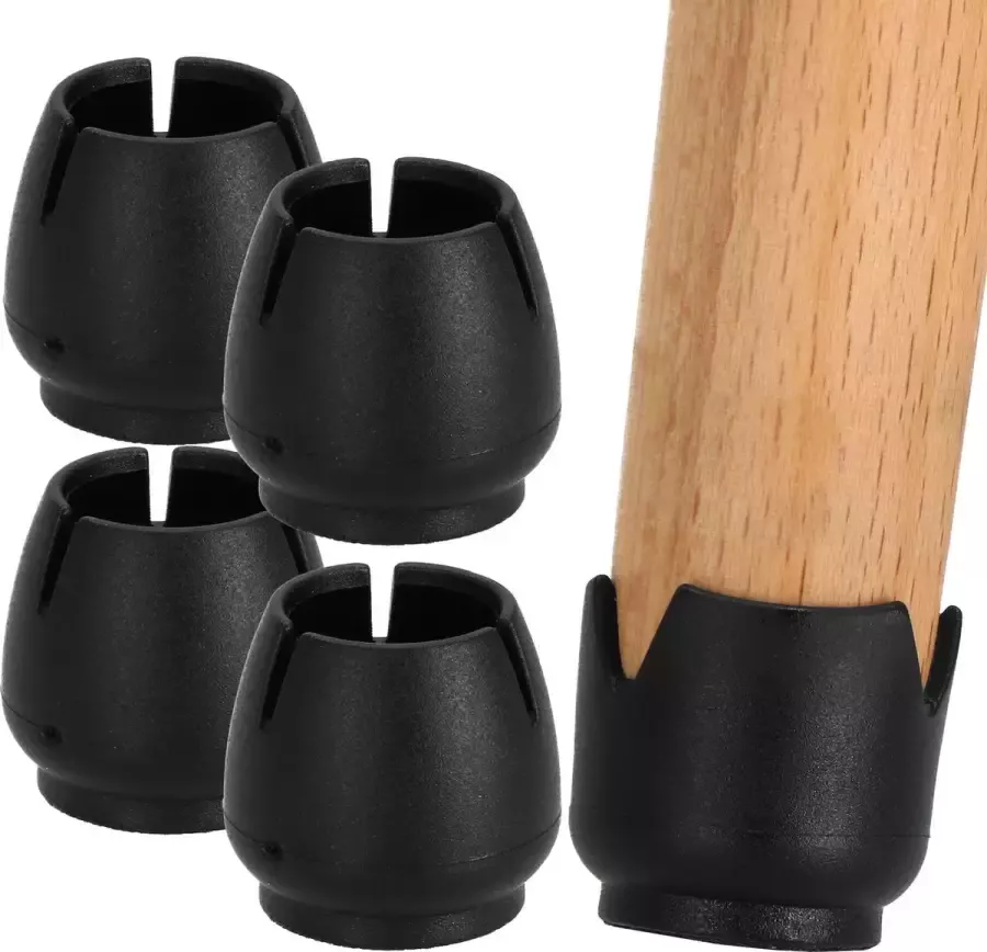 Springos Stoelpoot Beschermers Stoelpootdoppen Vloerbescherming 4 stuks 17-21 mm Zwart