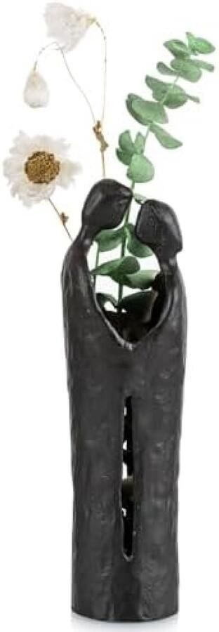 ST Tradin G Romantisch Paar Standbeeld Abstracte Liefde Sculptuur in Zwart Gietijzer Uniek 6e Verjaardagscadeau voor Haar Huisdecor voor Woonkamer Slaapkamer of Bureau