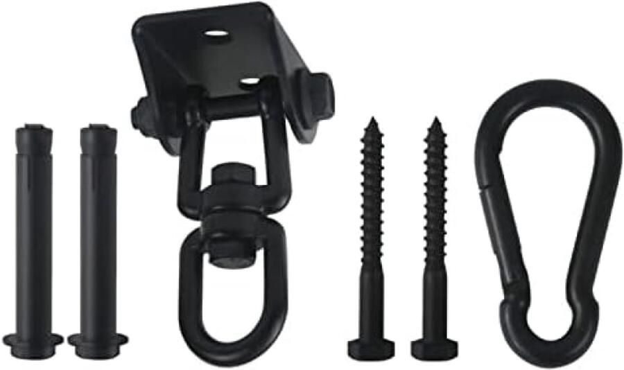 ST TRADING 360° Draaibare Plafondhaak 304 Roestvrij Staal Capaciteit 450 kg Met M8 Karabijnhaak Voor Hangstoel Hangmat Yoga Gym Bokszak Lamp Zwart