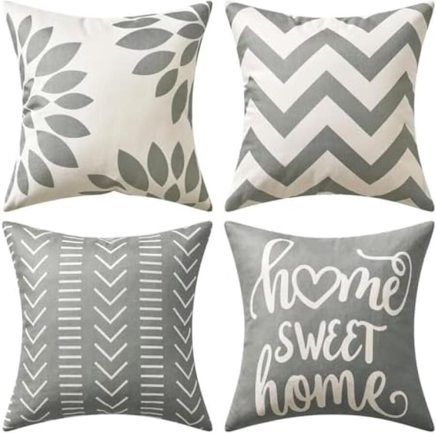 ST TRADING 4 stuks waterdichte kussenslopen voor buiten tuin balkon tent park bed bank stoel decoratieve kussenslopen met print 45 x 45 cm set van 4