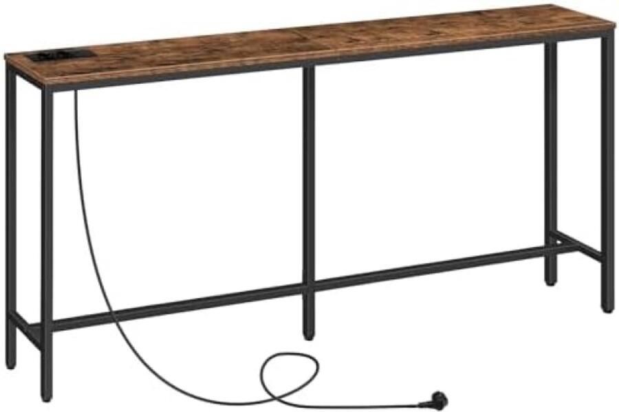 ST TRADING Industriële console tafel met USB-laadstation 160 cm slank design