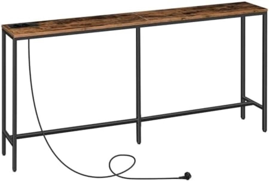 ST TRADING Industriële console tafel met USB-oplaadstation 180 cm slank design